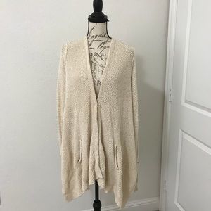Free people beige crochet cardigan sweater
